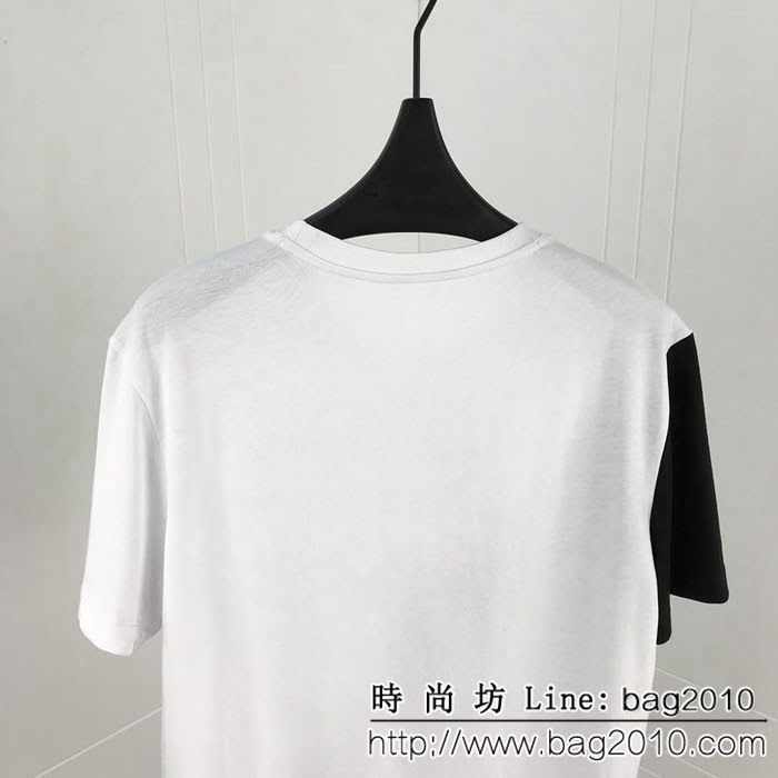 Versace範思哲 19ss早春新款 黑白拼色印花短袖 數碼直噴工藝 定制面料 高版本男女同款 ydi2283